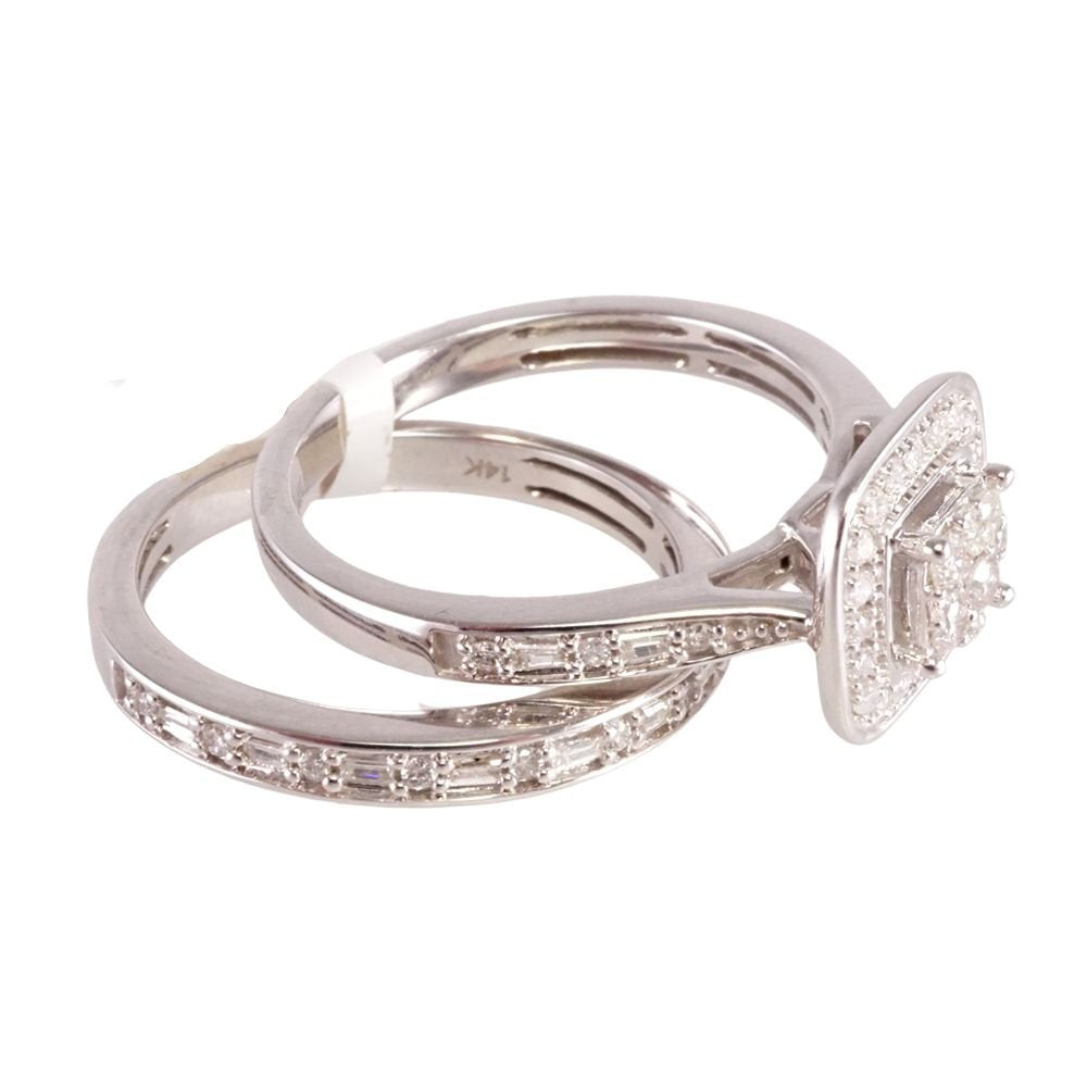 Diamond White Gold Engagement Duo Set Ring 14k image 1