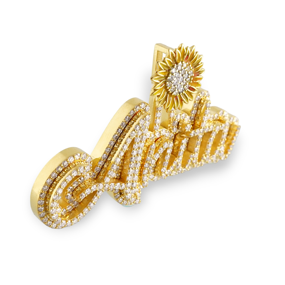 14k Yellow Gold Diamond Custom Name Pendant image 1