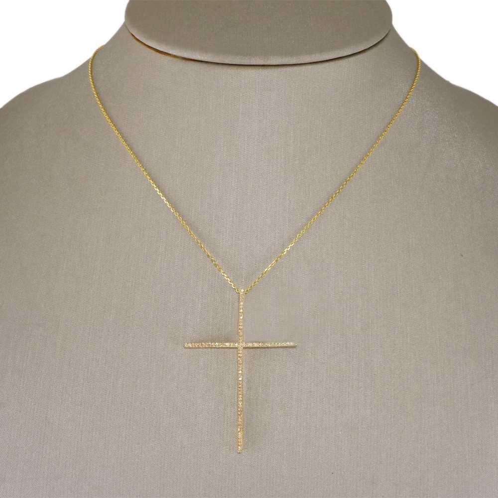 14k Diamond Gold Cross Pendant image 0
