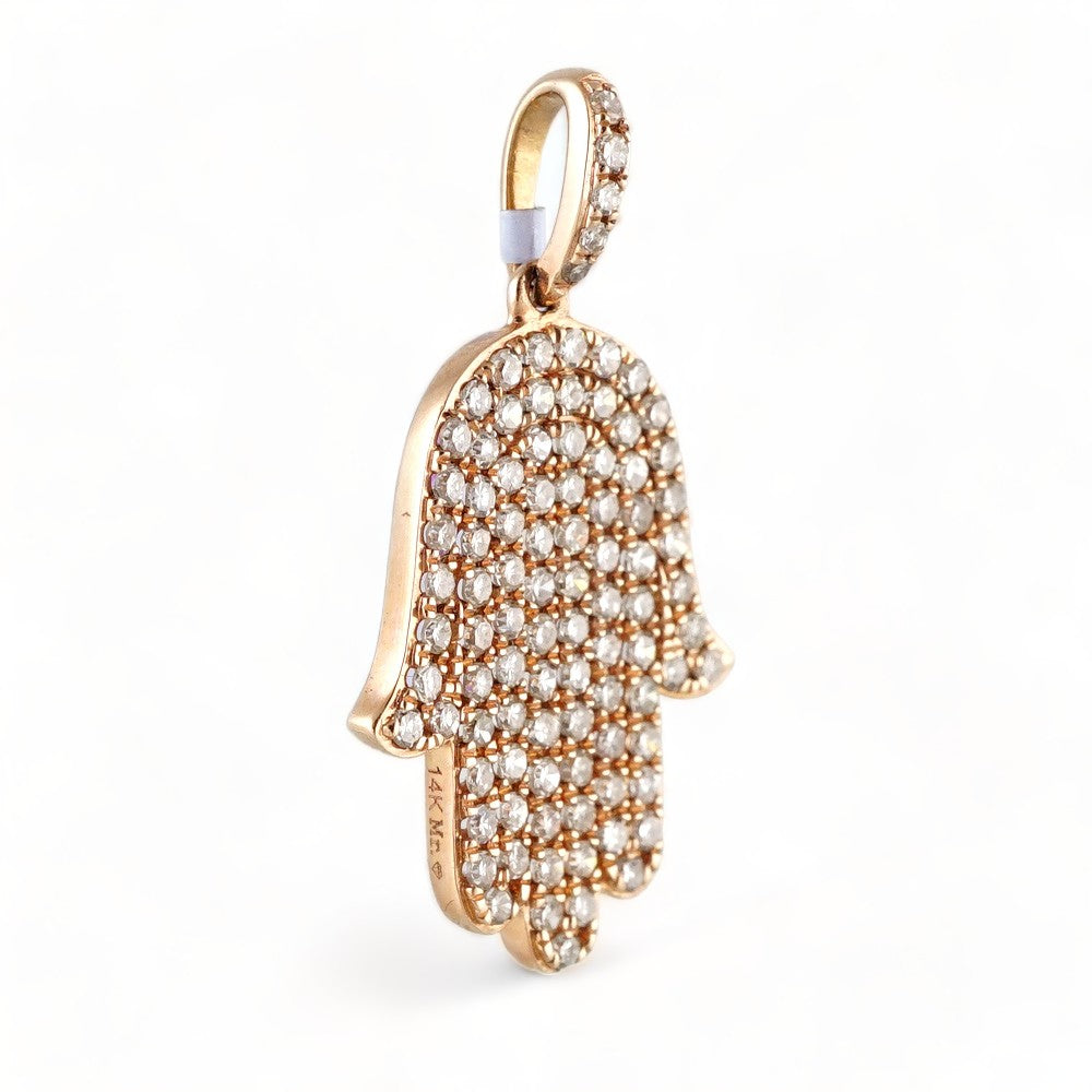 14k Rose Gold Diamond Hamsa Pendant image 1