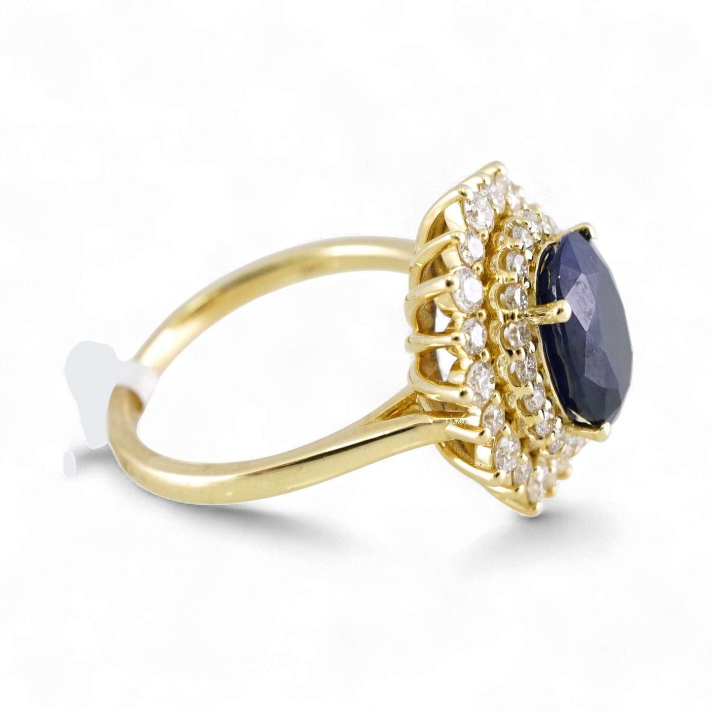 14k Yellow Gold Diamond Sapphire Crown Ring image 2