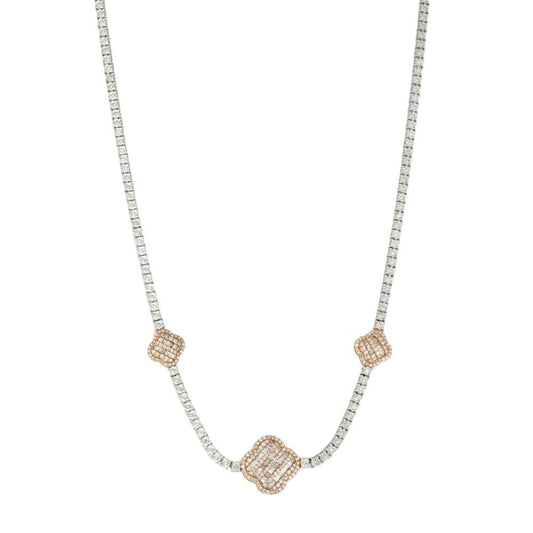10k White and Rose Gold Flower Tennis Chain image 0