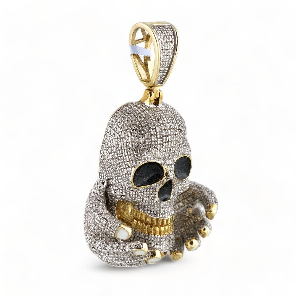 10k Yellow Gold Diamond Skull Pendant image 0