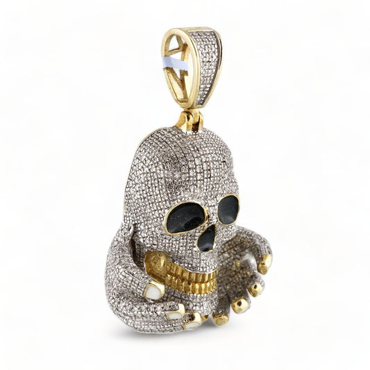 10k Yellow Gold Diamond Skull Pendant image 0