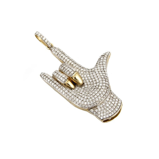 14k Yellow Gold Diamond Hand Pendant image 0