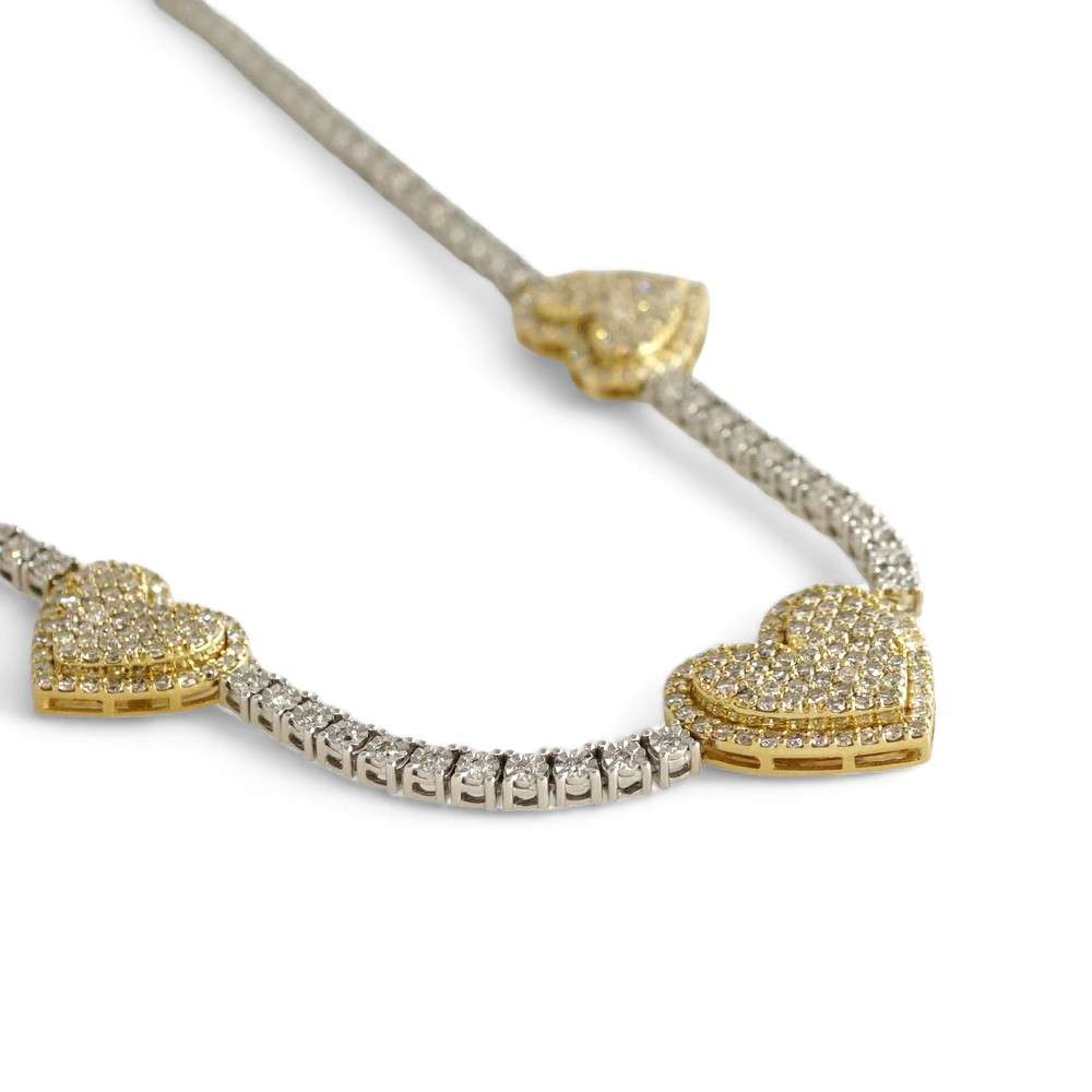 10k Withe and Yellow Gold Diamond Tennis Chain image 1