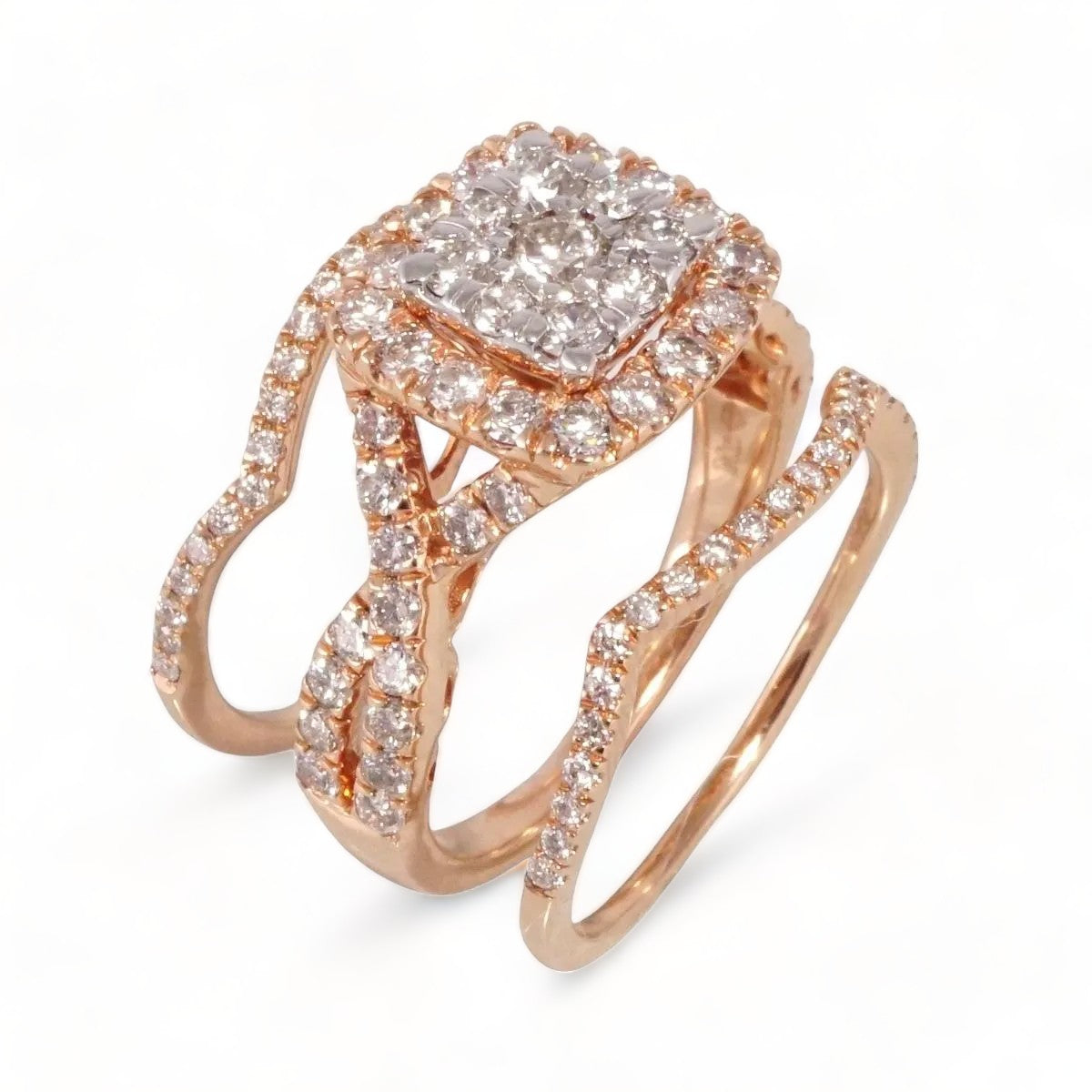 14k Rose Gold Diamond Trio Wedding Ring image 0