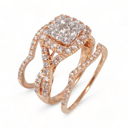 14k Rose Gold Diamond Trio Wedding Ring image 0