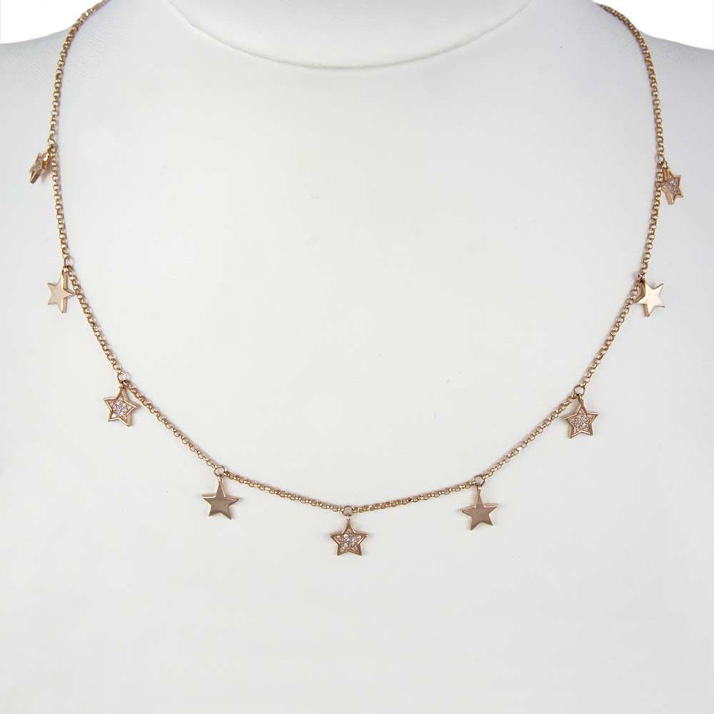 14k Gold Diamond Star Lady Chain image 0