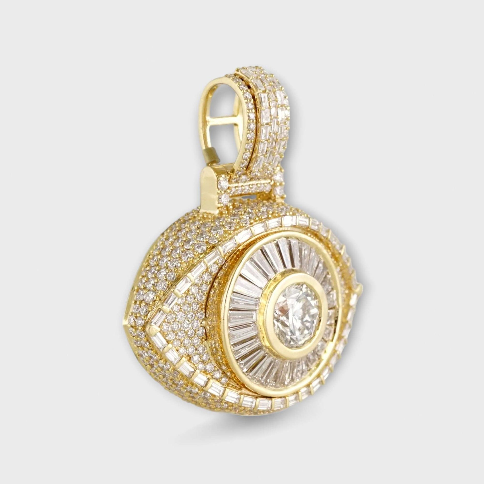 14k Yellow Gold Diamond Eye Pendant image 1