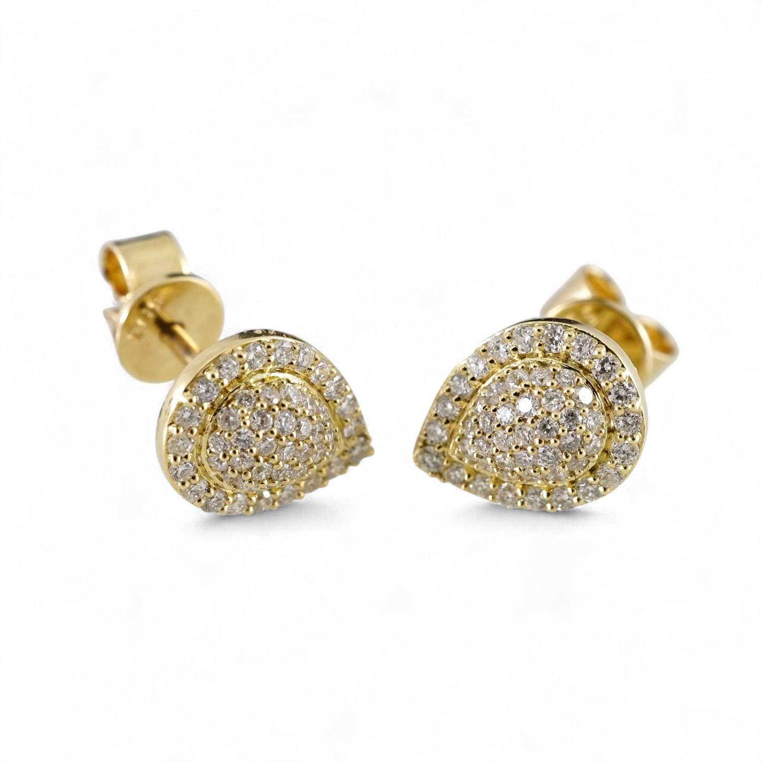 14k Yellow Gold Diamond Almond Stud Earrings image 0