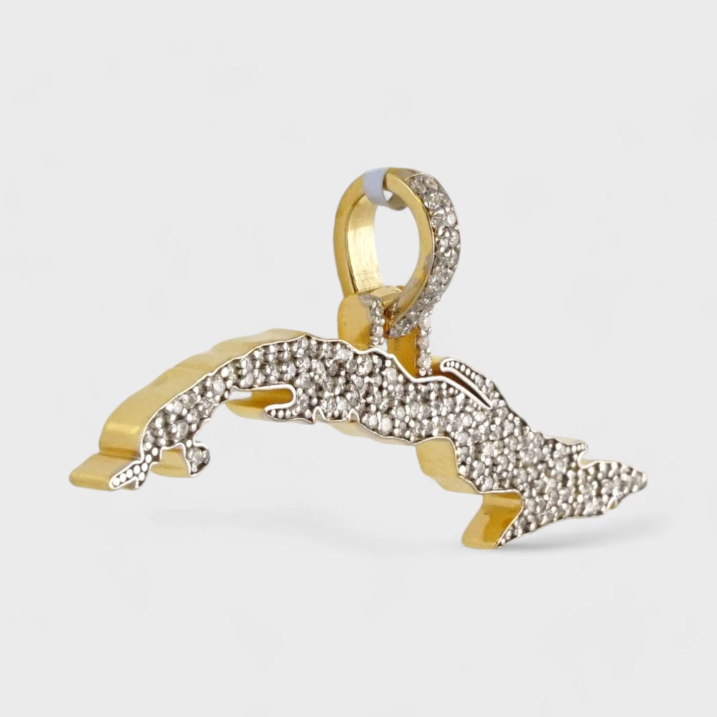 14k Yellow Gold Diamond Cuban Map Pendant image 1