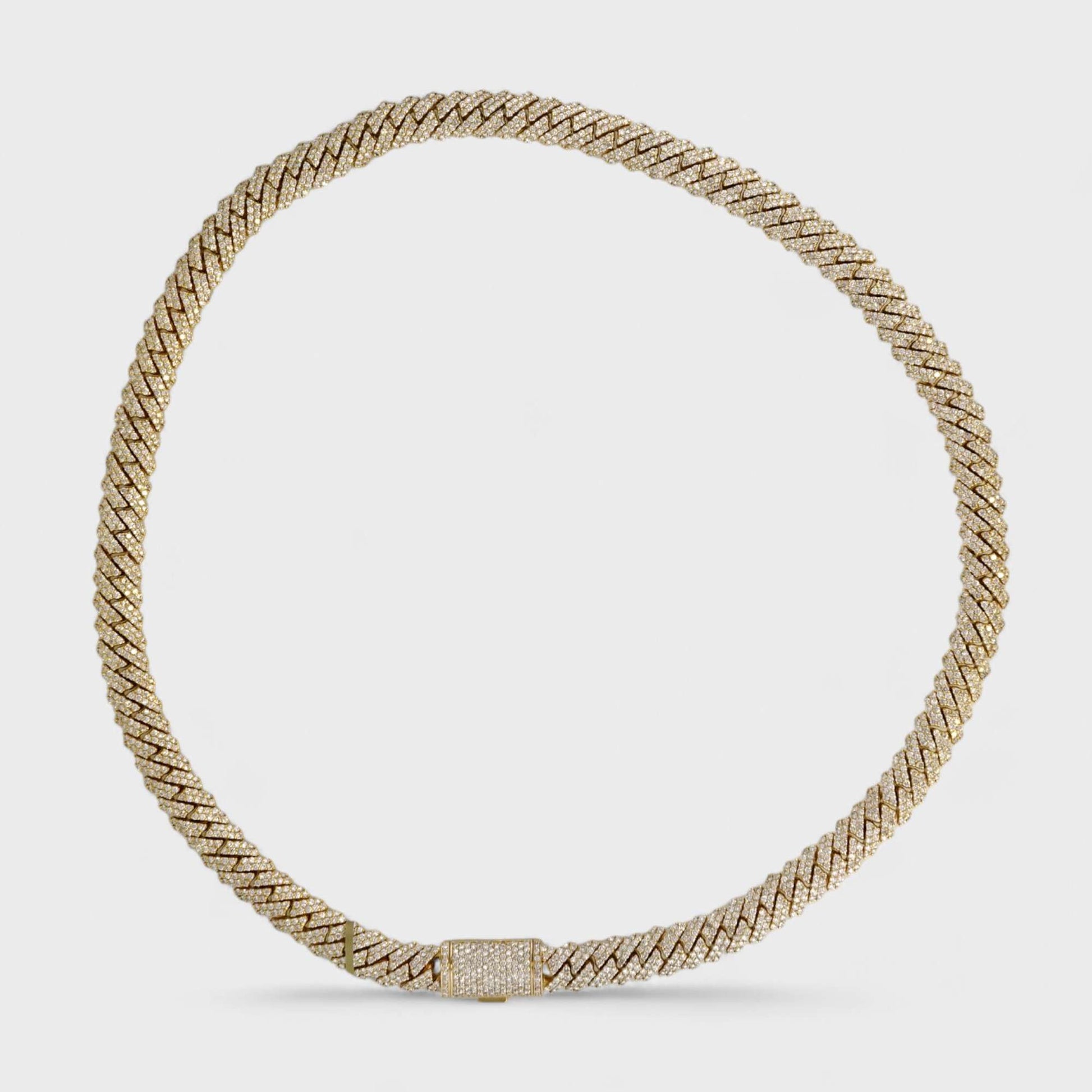 10k Yellow Gold Full Diamond Prong Setting Chain image 2