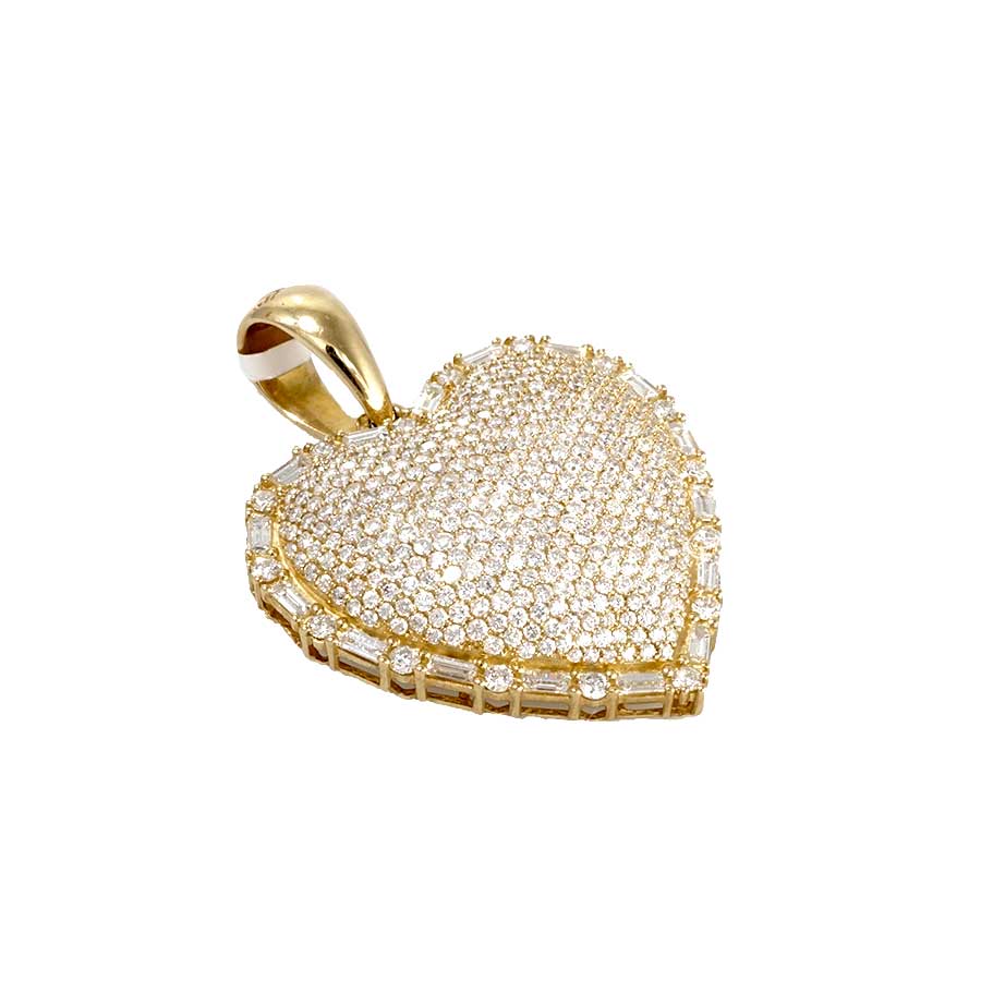 10k Yellow Gold Iced Heart Pendant image 1