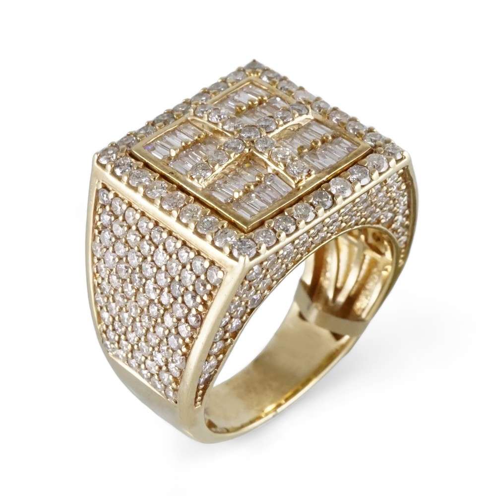 10k Yellow Gold Diamond Cross Ring for Men image 0