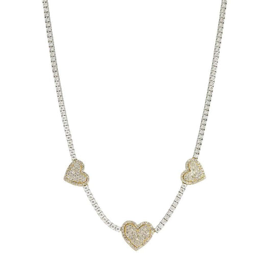 10k Withe and Yellow Gold Diamond Tennis Chain image 0