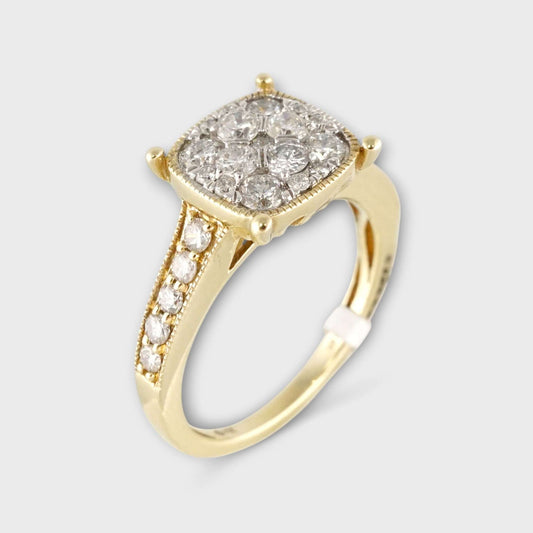 14k Yellow Gold Diamond Square Ring image 0