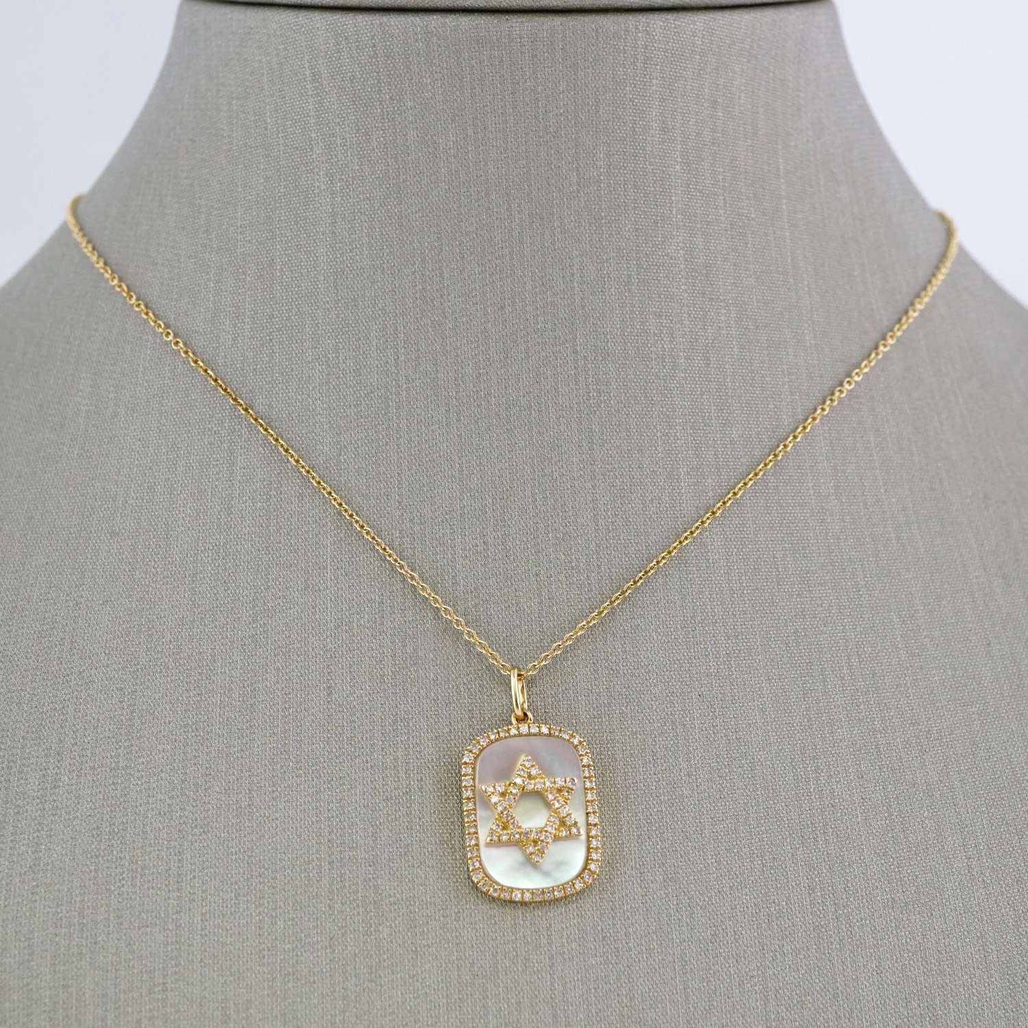 14k Yellow Gold Diamond David Star Pendant Chain image 0