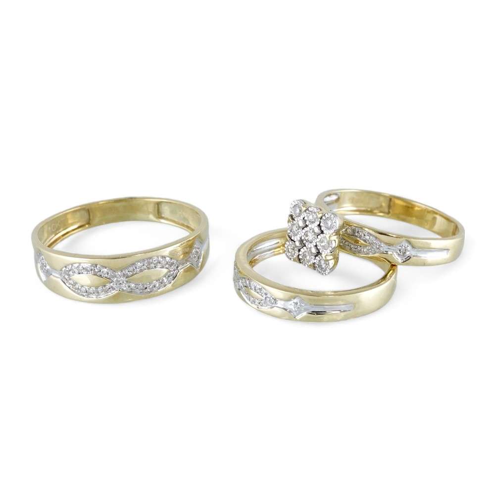 10k Yellow Gold Diamond Trio Ring Set image 1