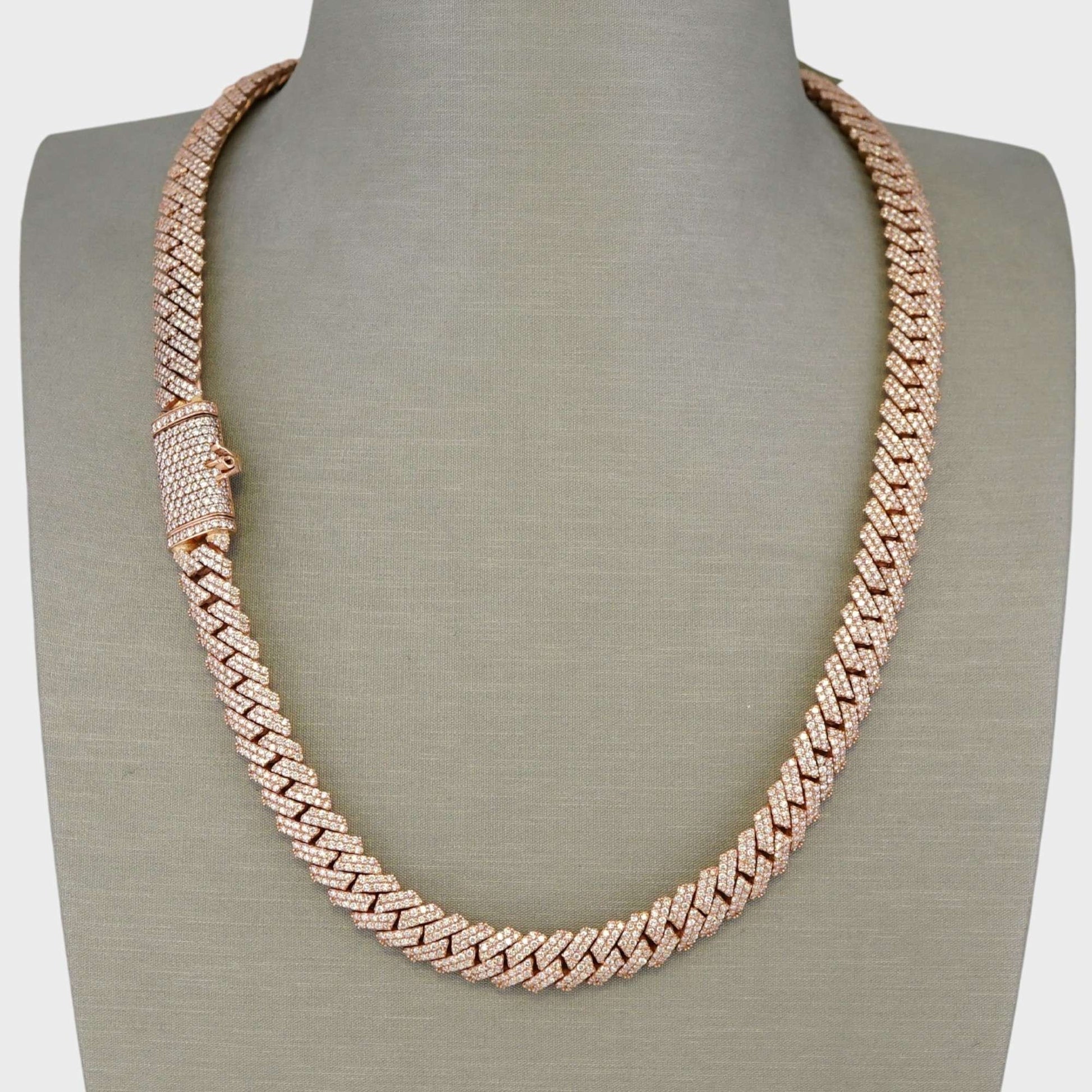 10K Rose Gold Full Diamond Prong Setting Chain image 0