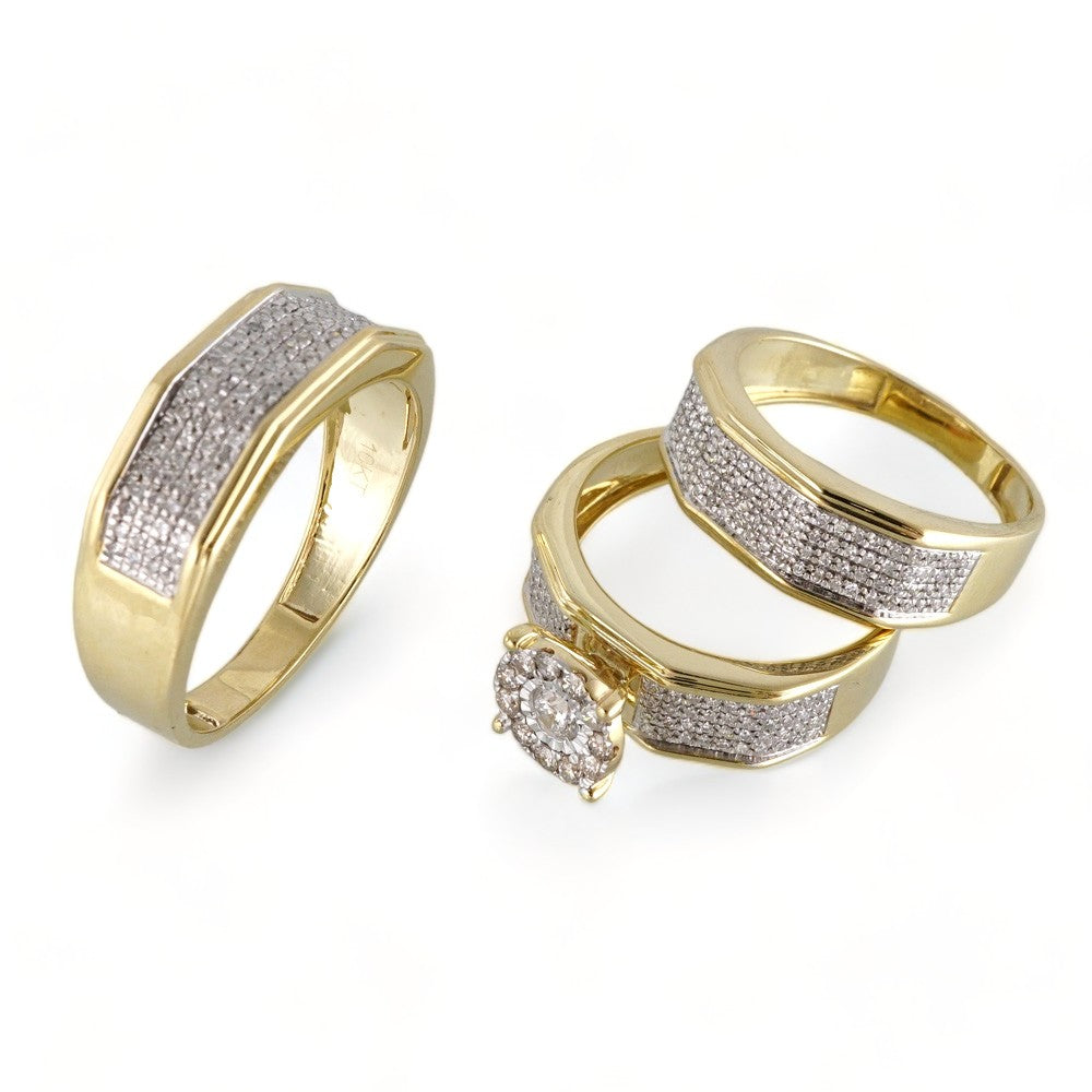 10k Yellow Gold Diamond Trio Ring Set image 0