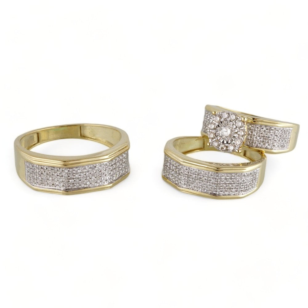 10k Yellow Gold Diamond Trio Ring Set image 1