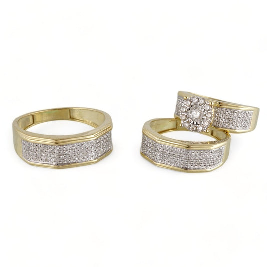10k Yellow Gold Diamond Trio Ring Set image 1
