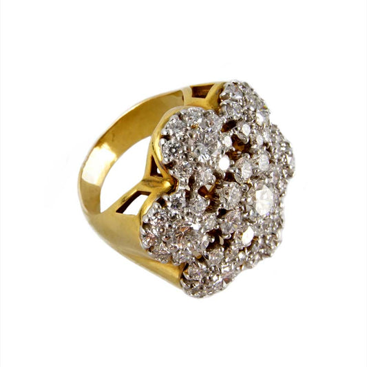 14k Yellow Gold Diamond Flowers Ring image 1