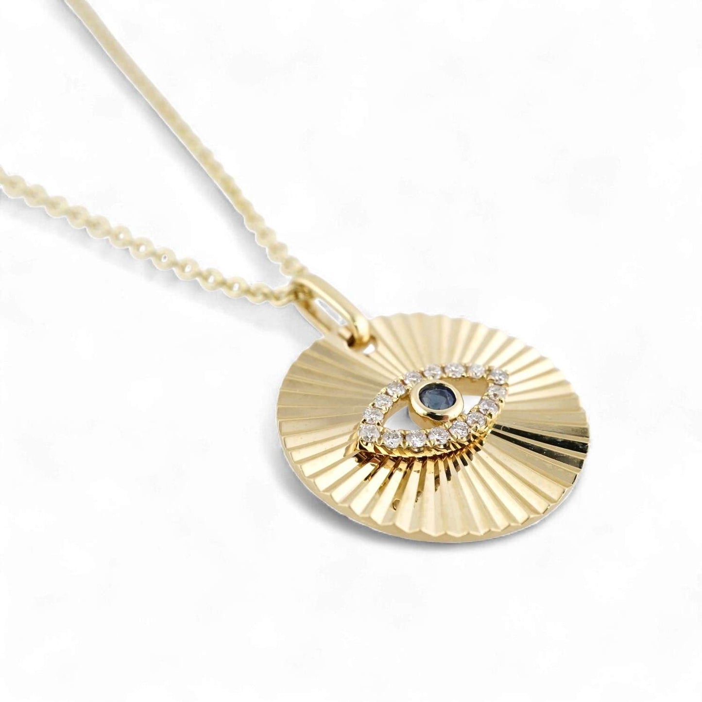 14k Yellow Gold Diamond Evil Eye Chain image 2