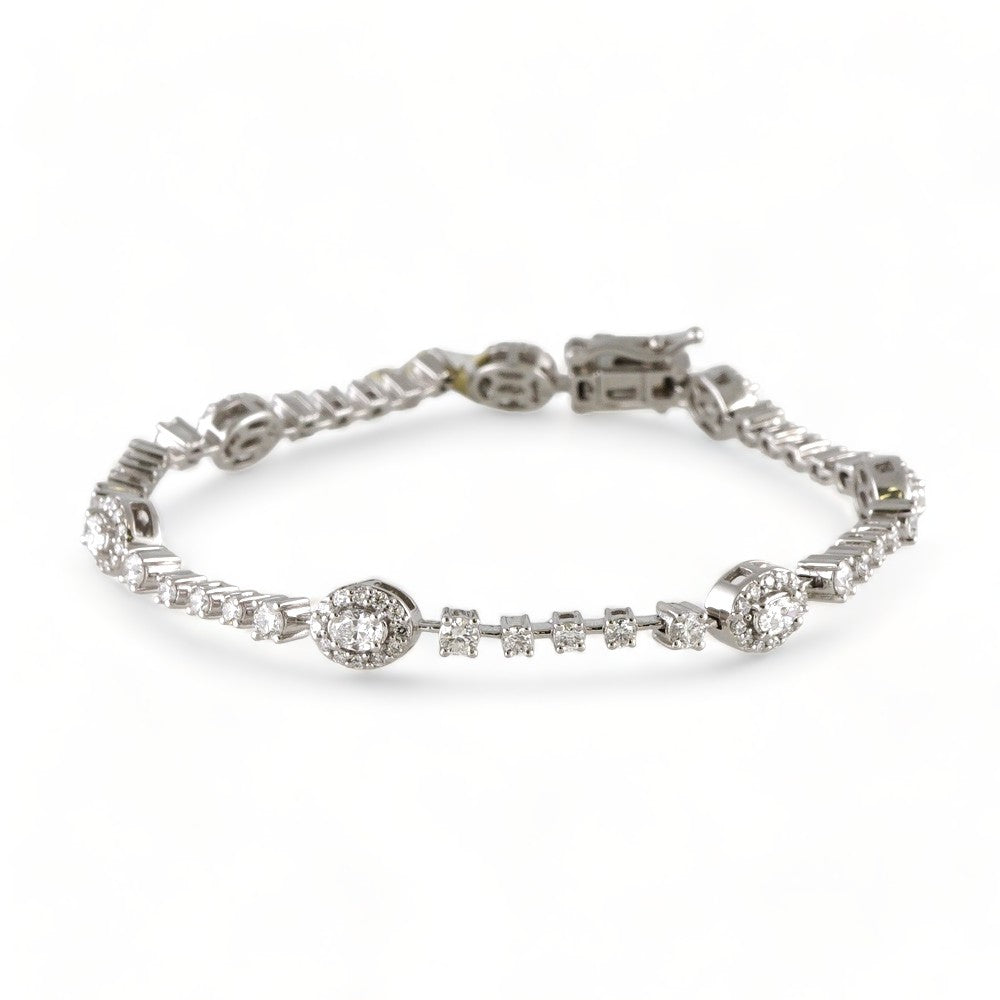 14k White Gold Diamond Oval Counts Bracelet image 0