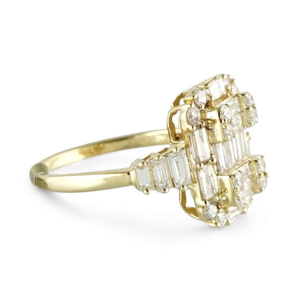 14k Yellow Gold Diamond Square Ring image 2