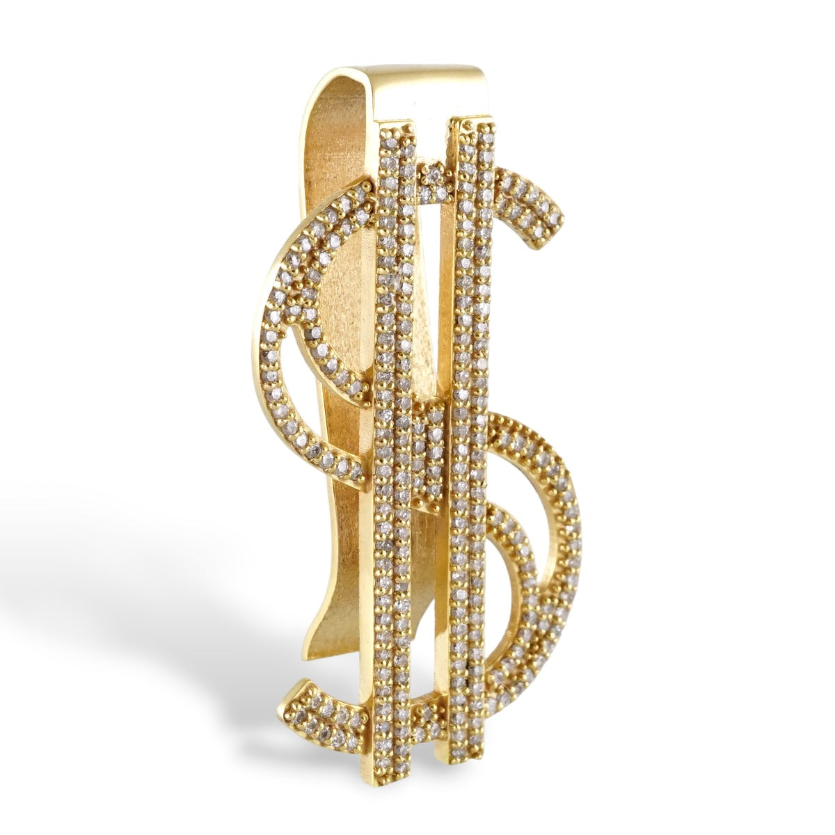 14k Yellow Gold Diamond Sign Money Clip image 2