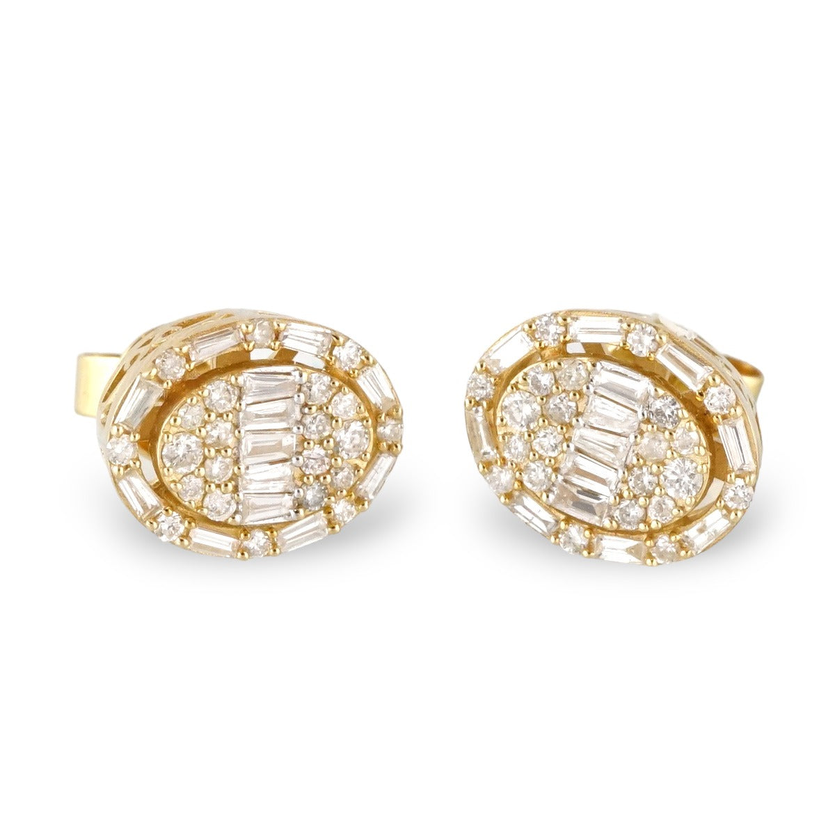 14k Gold Diamond Oval Stud Earrings image 0