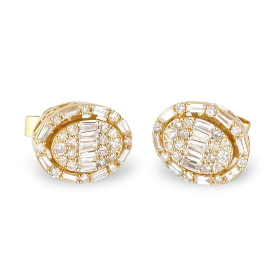 14k Gold Diamond Oval Stud Earrings image 0