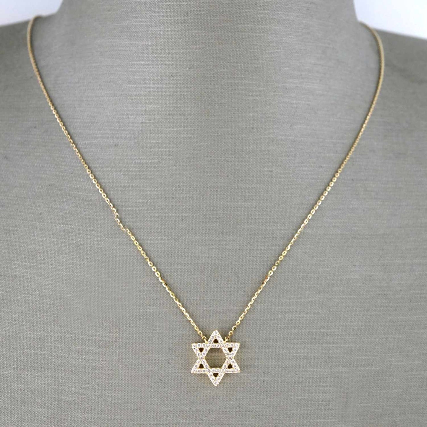 14k Yellow Gold Star of David Chain image 0