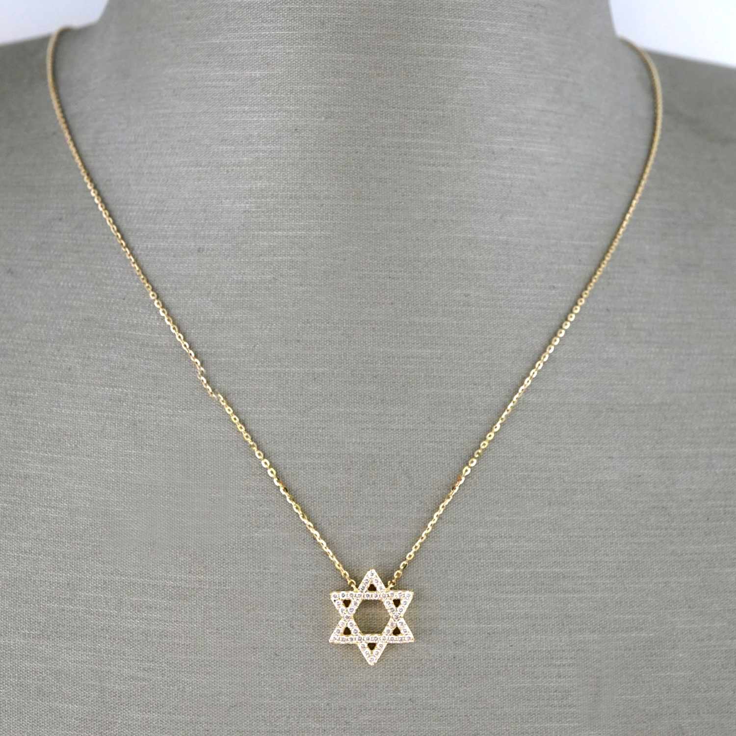 14k Yellow Gold Star of David Chain image 0
