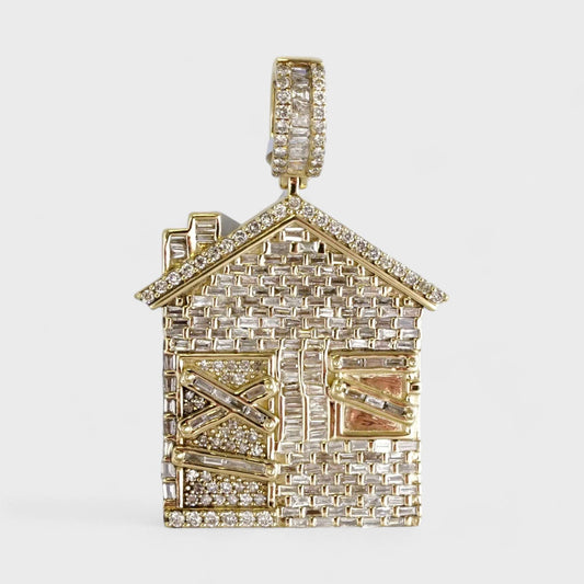 10k Yellow Gold Diamond Home Pendant image 0