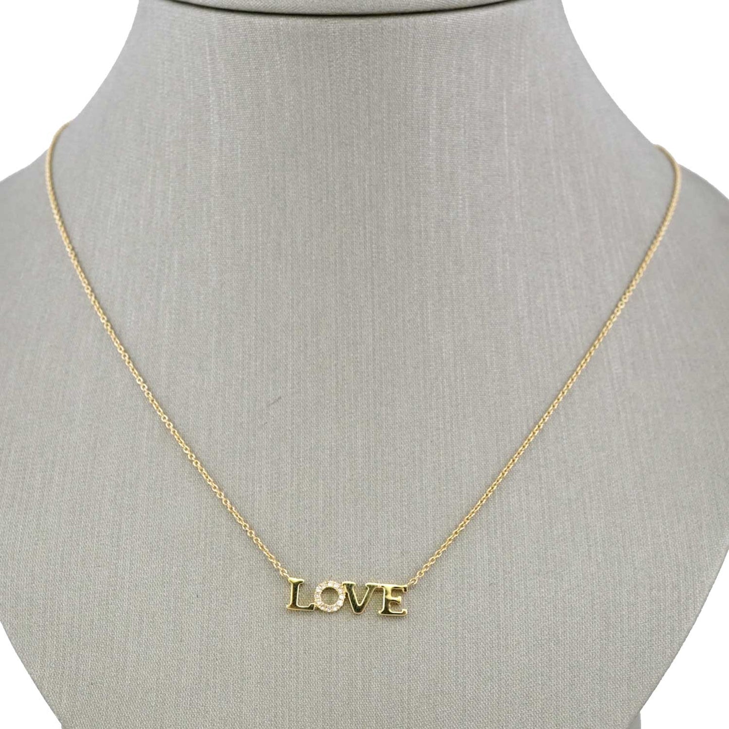 14k Yellow Gold Diamond Love Word Chain image 0