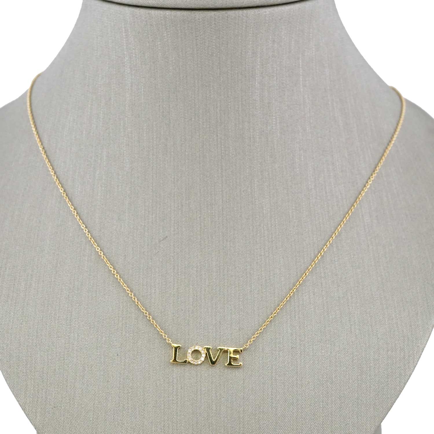 14k Yellow Gold Diamond Love Word Chain image 0