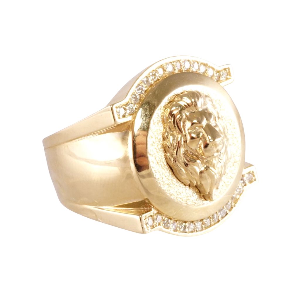 14k Yellow Gold Lion Face Ring image 2