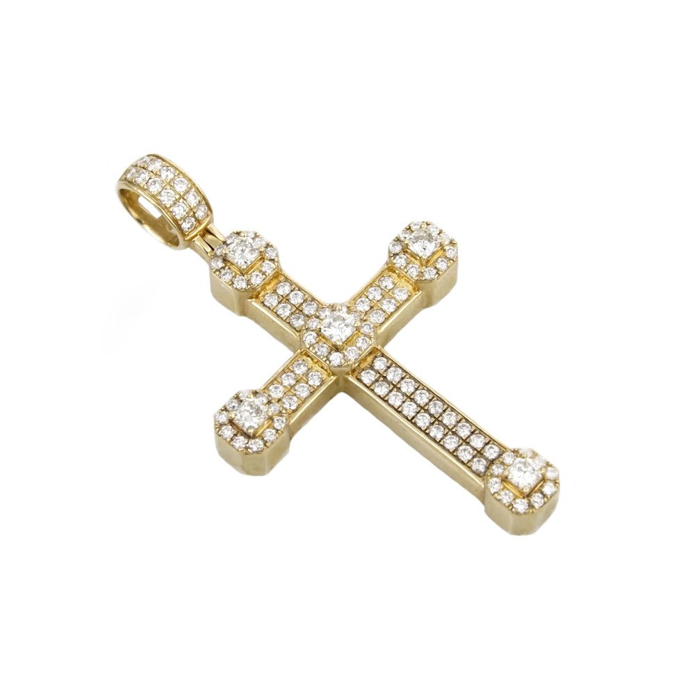 14k Gold Full Diamond Cross Pendant image 0
