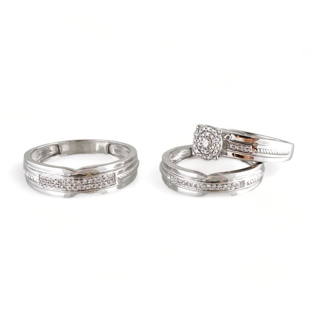 10k White Gold Diamond Trio Ring image 1