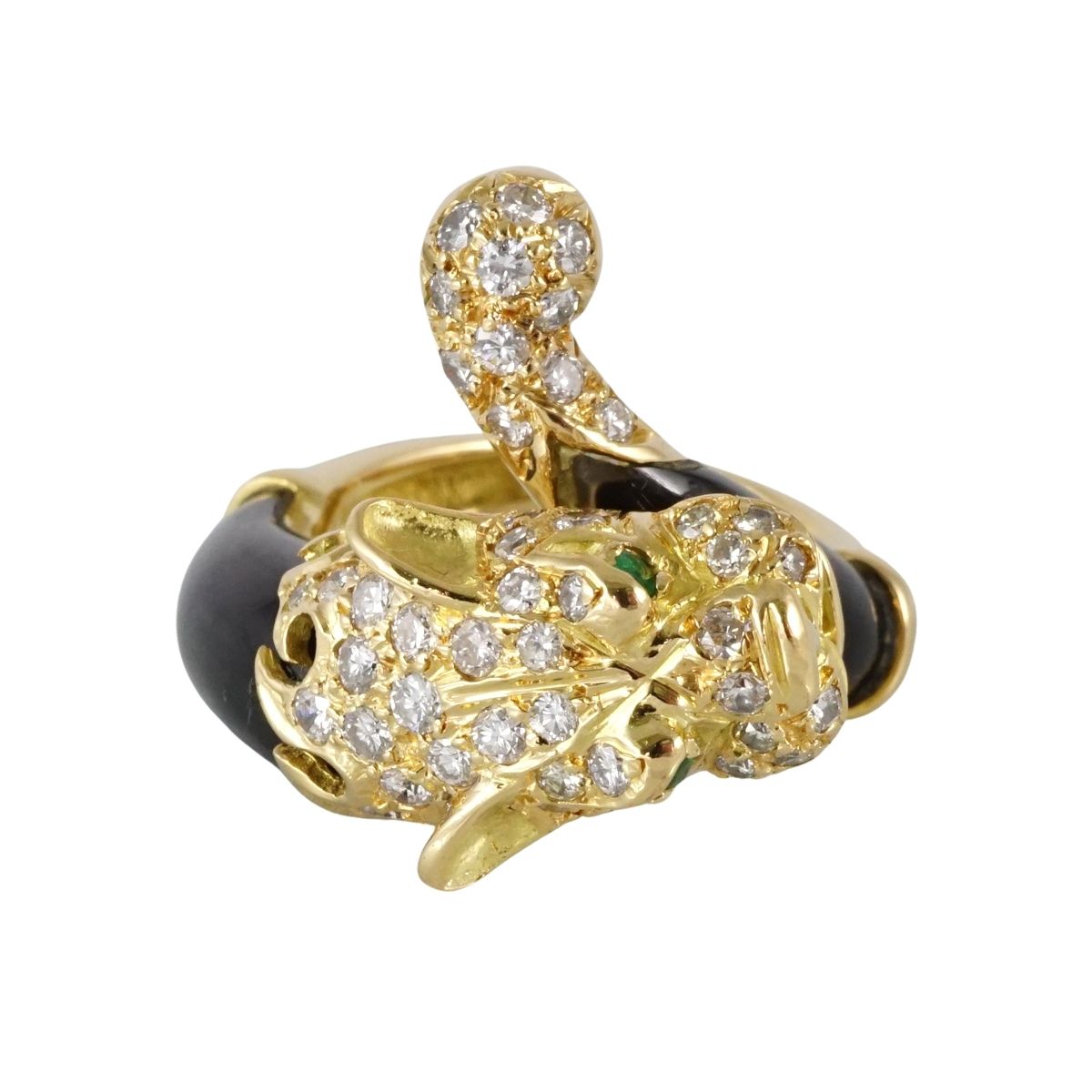 18k Gold Diamond Panther Ring image 2
