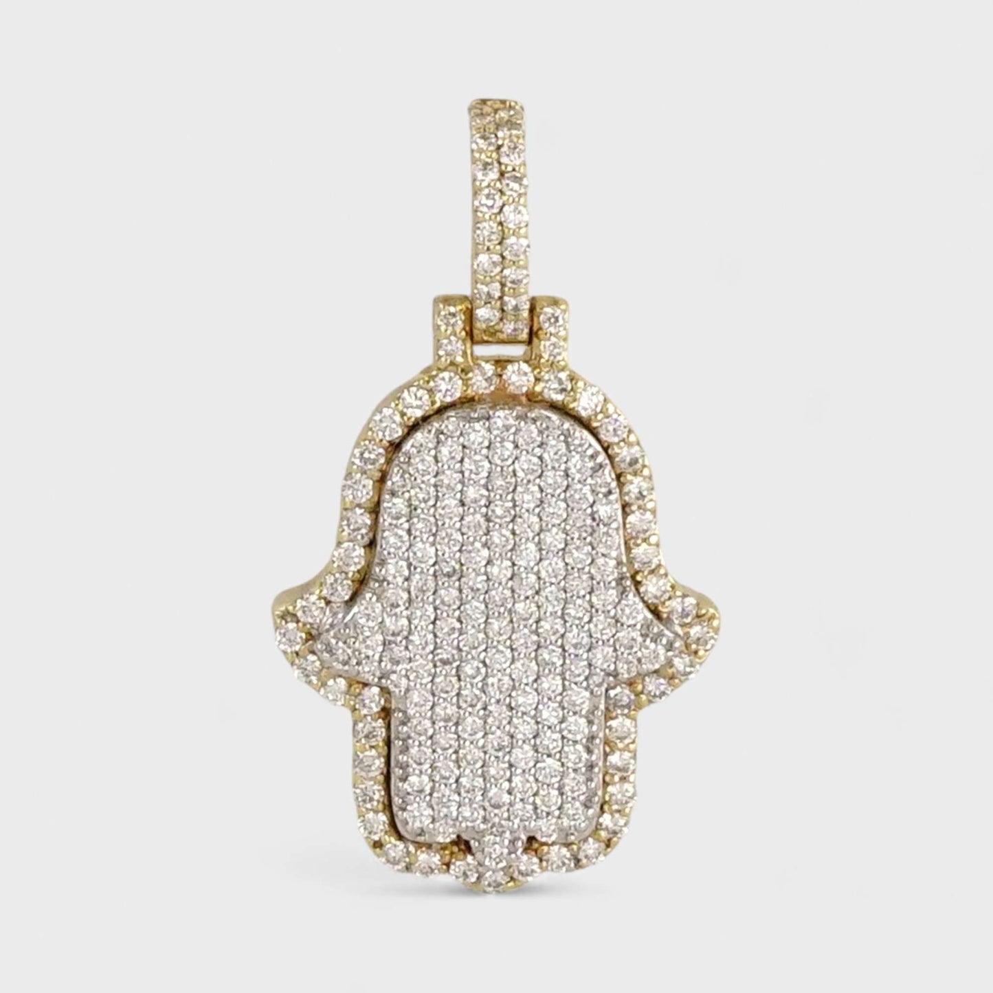 14k Yellow Gold Diamond Hamsa Pendant image 0