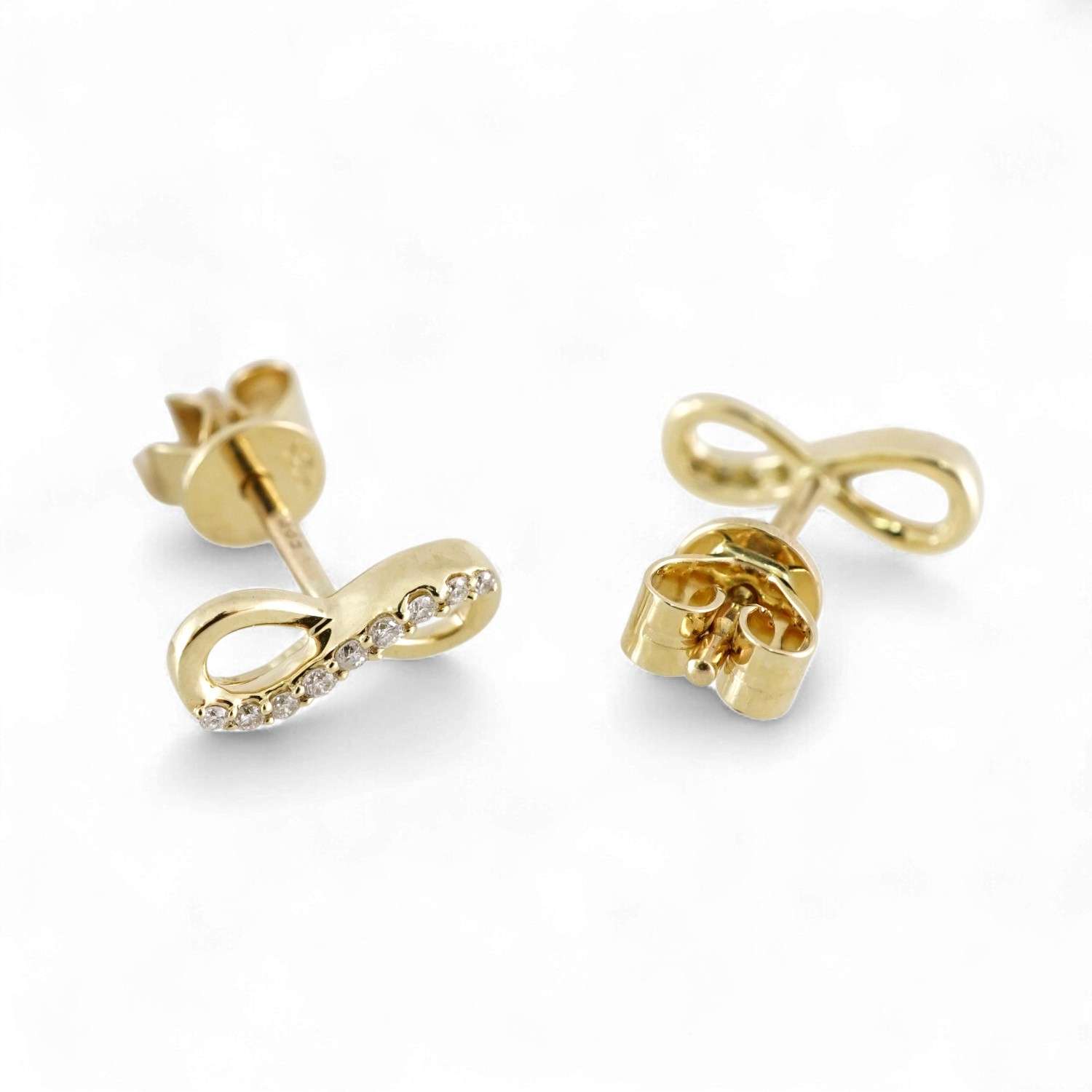14k Yellow Gold Diamond Ribbon Studs image 1