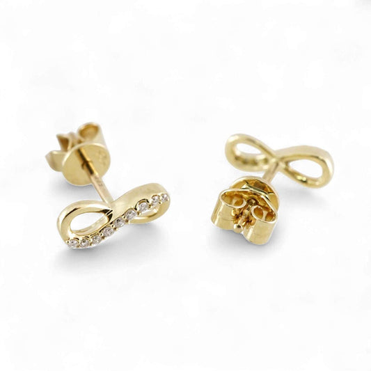 14k Yellow Gold Diamond Ribbon Studs image 1