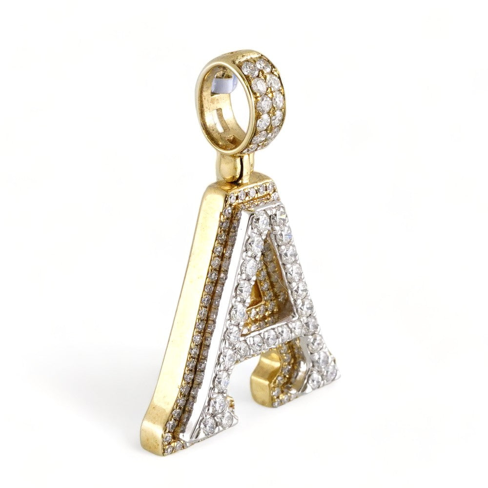 10k Yellow Gold Diamond "A" Initial Pendant image 1