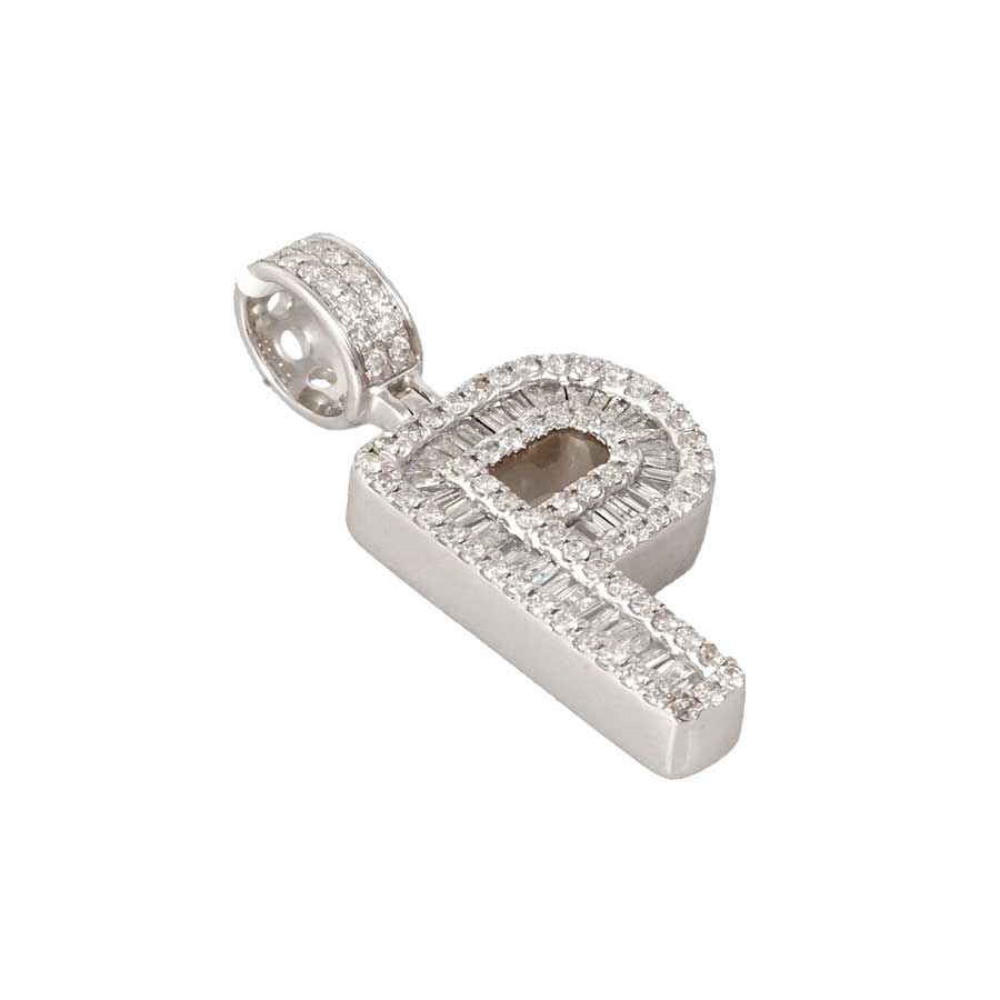14k White Gold Diamond Letter Pendant image 1