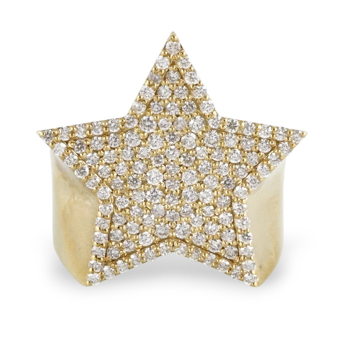 Men's 10k Yellow Gold Diamond Star Ring image 2