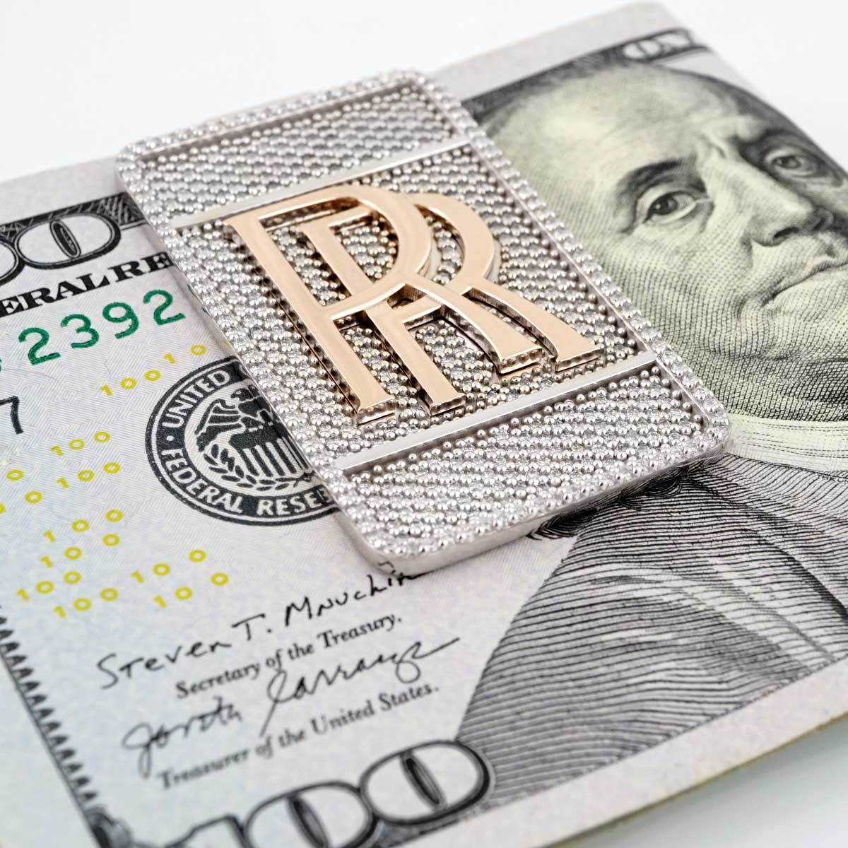 14k White Gold Diamond Rolls Royce Money Clip image 0